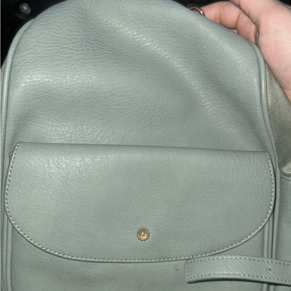 Sleek Green Leather Backpack
